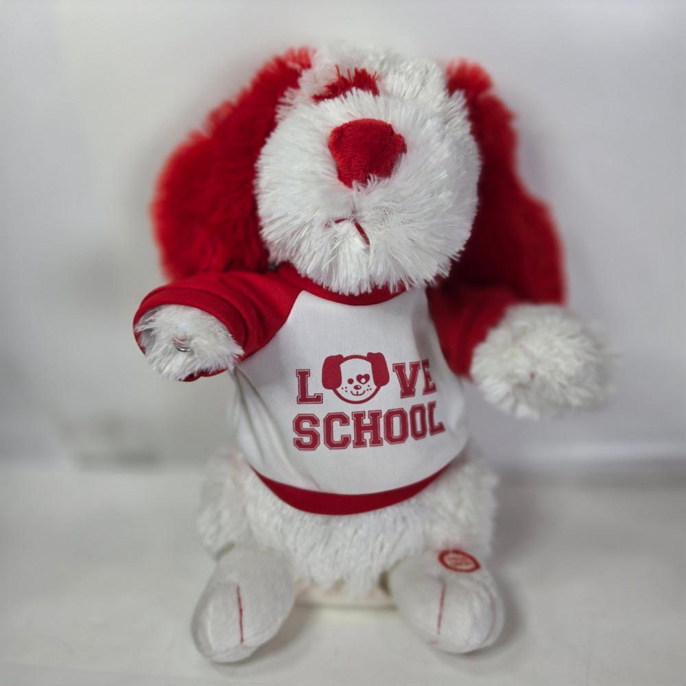 Vintage T.L. Toys Love School Animated Dog Plush Red White Valentine FOR PARTS